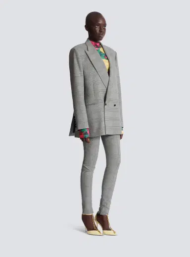 Balmain Oversized jacket in Prince of Wales jacquard | Thumbnail 3 Balmain Oversized jacket in Prince of Wales jacquard | Thumbnail 3