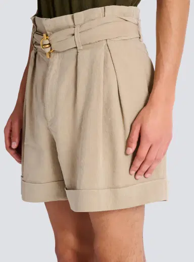 Balmain Cotton and linen Bermuda shorts with T-Bar belt | Thumbnail 5 Balmain Cotton and linen Bermuda shorts with T-Bar belt | Thumbnail 5