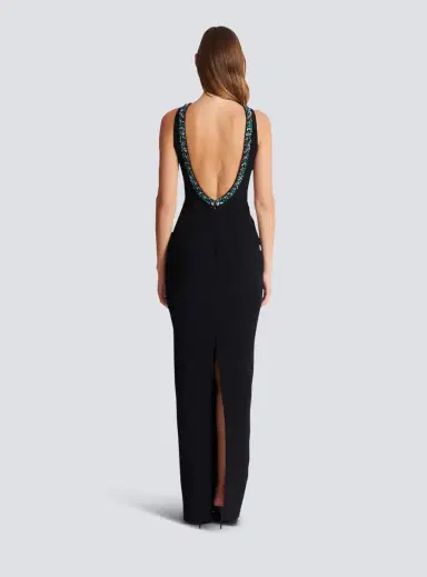 Balmain Long sleeveless dress in embroidered velvet | Thumbnail 4 Balmain Long sleeveless dress in embroidered velvet | Thumbnail 4