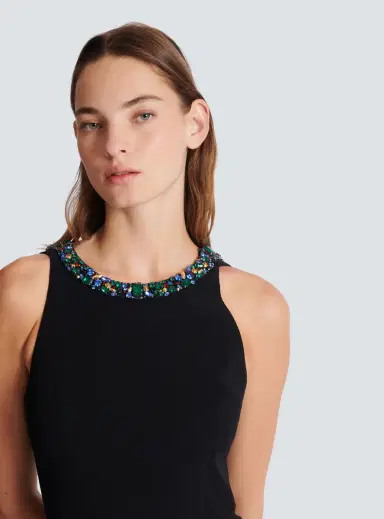 Balmain Long sleeveless dress in embroidered velvet | Thumbnail 5 Balmain Long sleeveless dress in embroidered velvet | Thumbnail 5