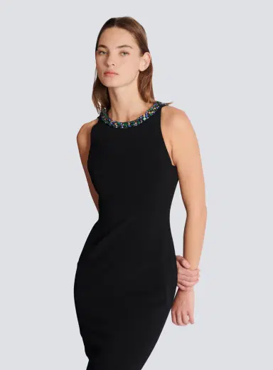 Balmain Long sleeveless dress in embroidered velvet | Thumbnail 7 Balmain Long sleeveless dress in embroidered velvet | Thumbnail 7