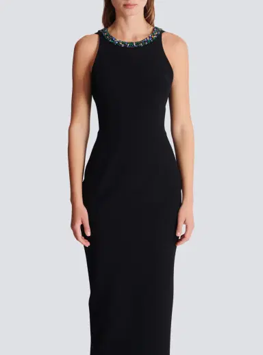Balmain Long sleeveless dress in embroidered velvet | Thumbnail 8 Balmain Long sleeveless dress in embroidered velvet | Thumbnail 8