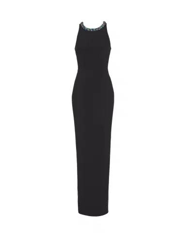 Balmain Long sleeveless dress in embroidered velvet | Thumbnail 1 Balmain Long sleeveless dress in embroidered velvet | Thumbnail 1