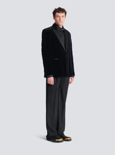Balmain Velvet and satin 1-button blazer | Thumbnail 3 Balmain Velvet and satin 1-button blazer | Thumbnail 3