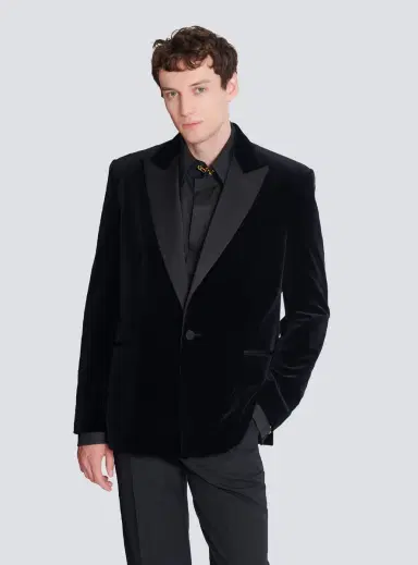 Balmain Velvet and satin 1-button blazer | Thumbnail 5 Balmain Velvet and satin 1-button blazer | Thumbnail 5