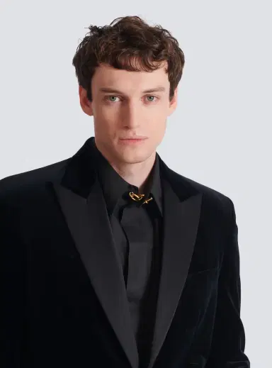 Balmain Velvet and satin 1-button blazer | Thumbnail 6 Balmain Velvet and satin 1-button blazer | Thumbnail 6