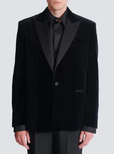 Balmain Velvet and satin 1-button blazer | Thumbnail 7 Balmain Velvet and satin 1-button blazer | Thumbnail 7