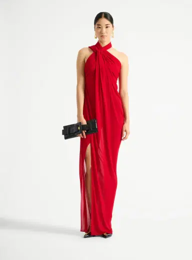 Balmain Long draped jersey dress | Thumbnail 2 Balmain Long draped jersey dress | Thumbnail 2