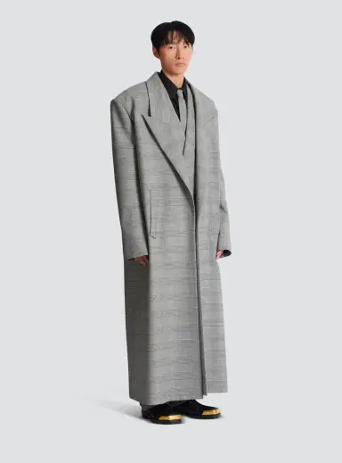 Balmain Oversized coat in Prince of Wales wool | Thumbnail 3 Balmain Oversized coat in Prince of Wales wool | Thumbnail 3