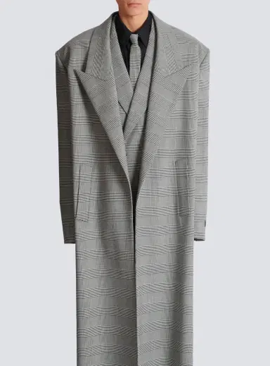 Balmain Oversized coat in Prince of Wales wool | Thumbnail 8 Balmain Oversized coat in Prince of Wales wool | Thumbnail 8