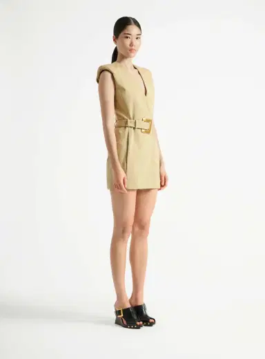 Balmain Short belted gabardine dress | Thumbnail 3 Balmain Short belted gabardine dress | Thumbnail 3