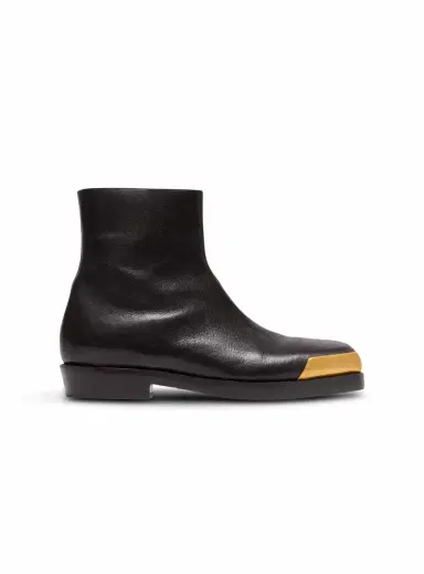 Balmain Square-toe boots in textured leather | Thumbnail 1 Balmain Square-toe boots in textured leather | Thumbnail 1