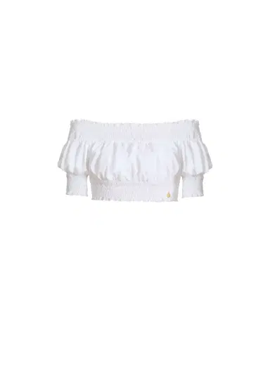 Balmain Poplin off-the-shoulder top | Thumbnail 1 Balmain Poplin off-the-shoulder top | Thumbnail 1