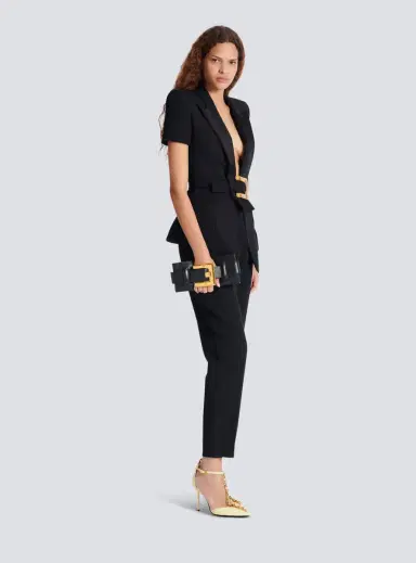 Balmain Grain de poudre jacket with belt detail | Thumbnail 2 Balmain Grain de poudre jacket with belt detail | Thumbnail 2