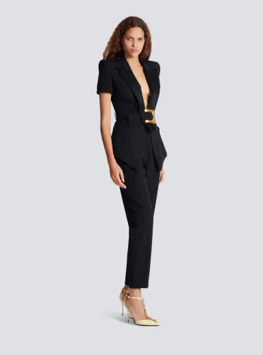 Balmain Grain de poudre jacket with belt detail | Thumbnail 3 Balmain Grain de poudre jacket with belt detail | Thumbnail 3