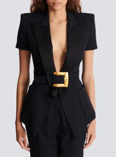 Balmain Grain de poudre jacket with belt detail | Thumbnail 7 Balmain Grain de poudre jacket with belt detail | Thumbnail 7