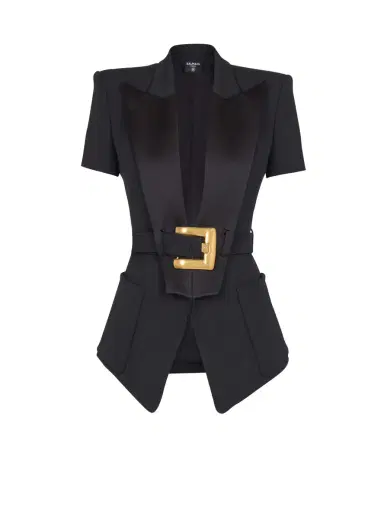 Balmain Grain de poudre jacket with belt detail | Thumbnail 1 Balmain Grain de poudre jacket with belt detail | Thumbnail 1