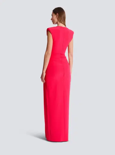 Balmain Long crepe dress with embellished detail | Thumbnail 4 Balmain Long crepe dress with embellished detail | Thumbnail 4