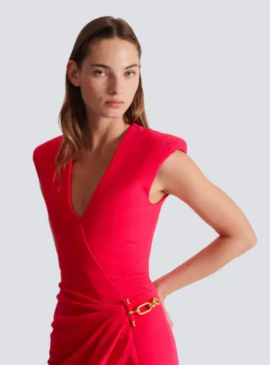 Balmain Long crepe dress with embellished detail | Thumbnail 7 Balmain Long crepe dress with embellished detail | Thumbnail 7