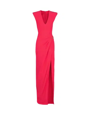 Balmain Long crepe dress with embellished detail | Thumbnail 1 Balmain Long crepe dress with embellished detail | Thumbnail 1