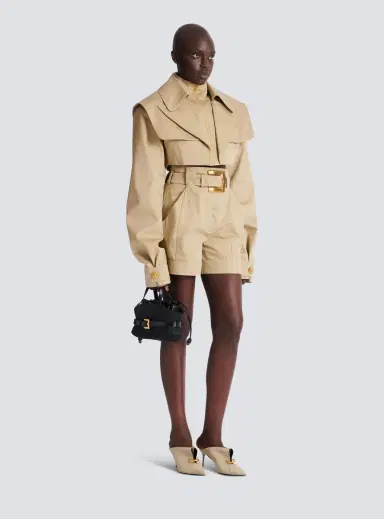 Balmain Shuffle Mini bag in calfskin and raffia | Thumbnail 2 Balmain Shuffle Mini bag in calfskin and raffia | Thumbnail 2