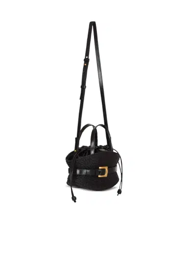 Balmain Shuffle Mini bag in calfskin and raffia | Thumbnail 3 Balmain Shuffle Mini bag in calfskin and raffia | Thumbnail 3