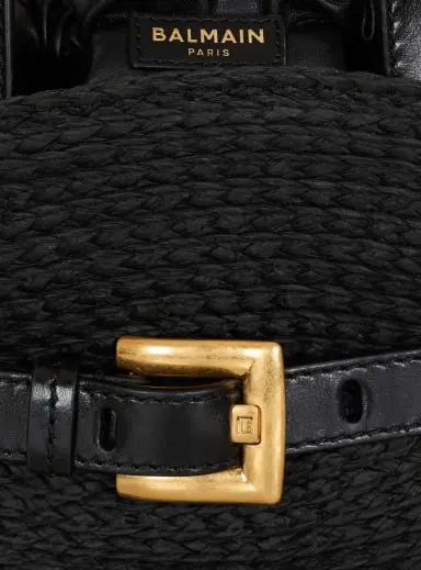 Balmain Shuffle Mini bag in calfskin and raffia | Thumbnail 5 Balmain Shuffle Mini bag in calfskin and raffia | Thumbnail 5