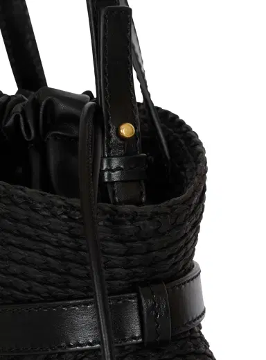 Balmain Shuffle Mini bag in calfskin and raffia | Thumbnail 6 Balmain Shuffle Mini bag in calfskin and raffia | Thumbnail 6