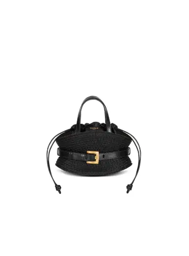 Balmain Shuffle Mini bag in calfskin and raffia | Thumbnail 1 Balmain Shuffle Mini bag in calfskin and raffia | Thumbnail 1