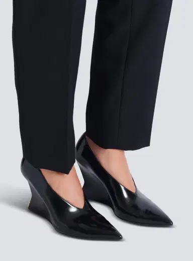 Balmain Shiny lambskin Wedge pumps | Thumbnail 2 Balmain Shiny lambskin Wedge pumps | Thumbnail 2