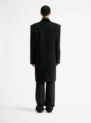 Balmain Long wool and velvet coat | Thumbnail 3 Balmain Long wool and velvet coat | Thumbnail 3