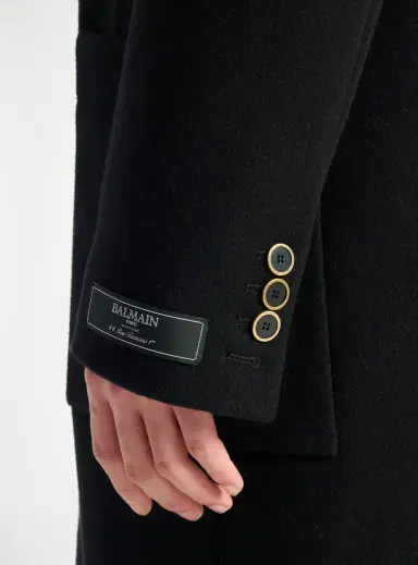 Balmain Long wool and velvet coat | Thumbnail 4 Balmain Long wool and velvet coat | Thumbnail 4