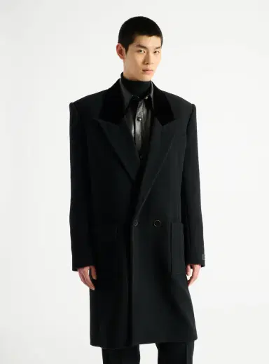 Balmain Long wool and velvet coat | Thumbnail 6 Balmain Long wool and velvet coat | Thumbnail 6