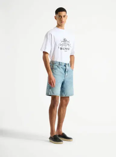 Balmain Light blue denim Bermuda shorts | Thumbnail 3 Balmain Light blue denim Bermuda shorts | Thumbnail 3