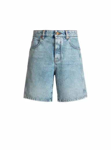 Balmain Light blue denim Bermuda shorts | Thumbnail 1 Balmain Light blue denim Bermuda shorts | Thumbnail 1