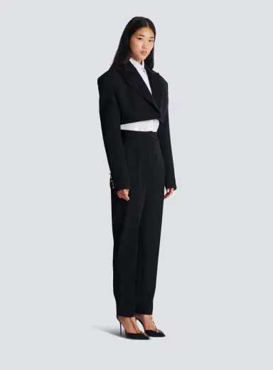 Balmain Cropped grain de poudre jacket | Thumbnail 3 Balmain Cropped grain de poudre jacket | Thumbnail 3