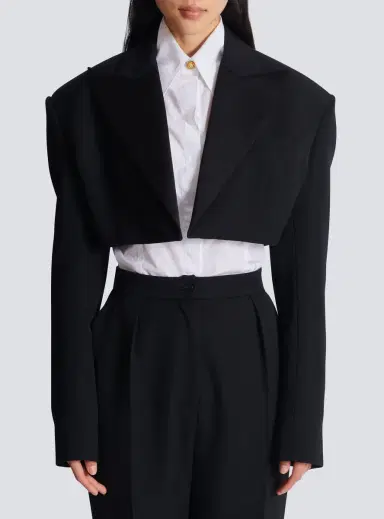 Balmain Cropped grain de poudre jacket | Thumbnail 8 Balmain Cropped grain de poudre jacket | Thumbnail 8