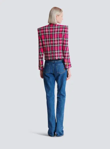 Balmain Cropped jacket in glitter plaid tweed | Thumbnail 4 Balmain Cropped jacket in glitter plaid tweed | Thumbnail 4