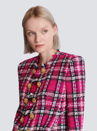Balmain Cropped jacket in glitter plaid tweed | Thumbnail 7 Balmain Cropped jacket in glitter plaid tweed | Thumbnail 7