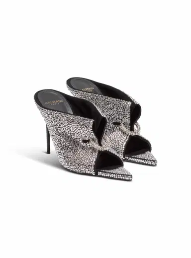 Balmain Suede and rhinestone mules with front piercing | Thumbnail 2 Balmain Suede and rhinestone mules with front piercing | Thumbnail 2
