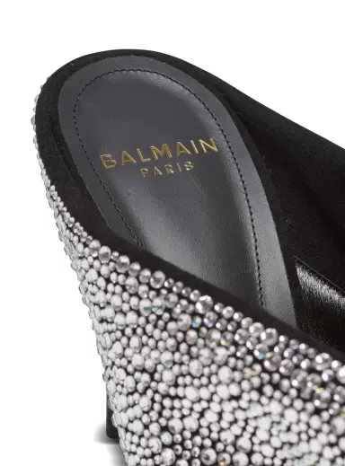 Balmain Suede and rhinestone mules with front piercing | Thumbnail 4 Balmain Suede and rhinestone mules with front piercing | Thumbnail 4