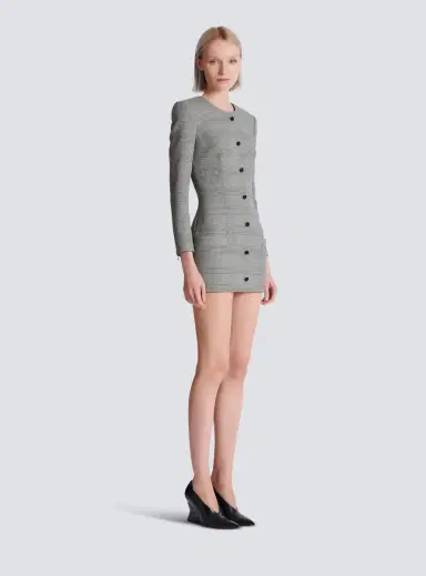 Balmain Short dress in Prince of Wales jacquard | Thumbnail 3 Balmain Short dress in Prince of Wales jacquard | Thumbnail 3