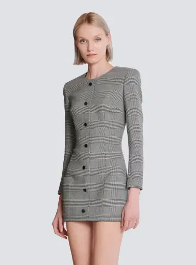 Balmain Short dress in Prince of Wales jacquard | Thumbnail 6 Balmain Short dress in Prince of Wales jacquard | Thumbnail 6