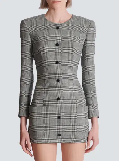 Balmain Short dress in Prince of Wales jacquard | Thumbnail 8 Balmain Short dress in Prince of Wales jacquard | Thumbnail 8