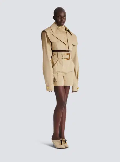 Balmain Cropped gabardine jacket | Thumbnail 3 Balmain Cropped gabardine jacket | Thumbnail 3