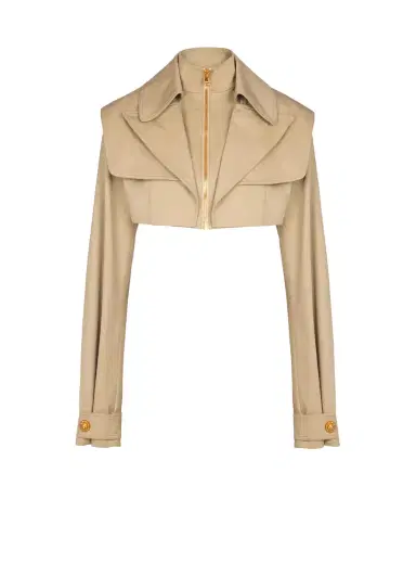 Balmain Cropped gabardine jacket | Thumbnail 1 Balmain Cropped gabardine jacket | Thumbnail 1