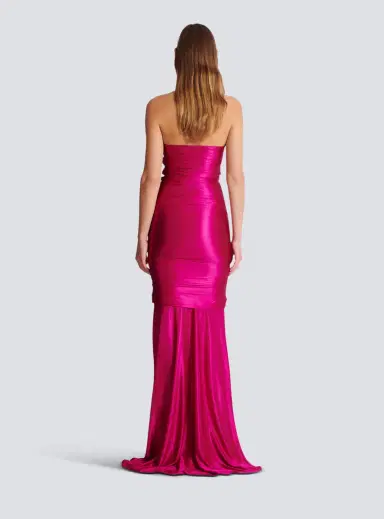 Balmain Long draped bustier dress with embellished detail | Thumbnail 4 Balmain Long draped bustier dress with embellished detail | Thumbnail 4