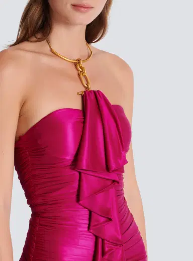 Balmain Long draped bustier dress with embellished detail | Thumbnail 5 Balmain Long draped bustier dress with embellished detail | Thumbnail 5