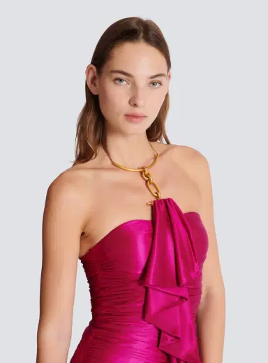 Balmain Long draped bustier dress with embellished detail | Thumbnail 7 Balmain Long draped bustier dress with embellished detail | Thumbnail 7