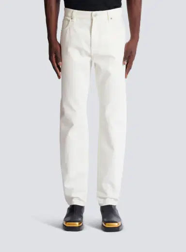 Balmain White denim straight-cut jeans | Thumbnail 8 Balmain White denim straight-cut jeans | Thumbnail 8